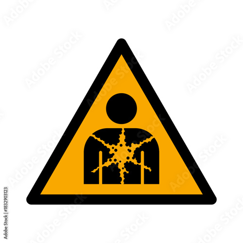 ISO 7010 W071 Substance or mixture presenting a health hazard sign. Health Hazard Warning Sign. Hazardous Substance Symbol. Chemical Health Risk Pictogram. Carcinogenic Risk Sign. Health Risk Symbol.