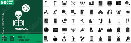 Medical Solid Editable Icons set