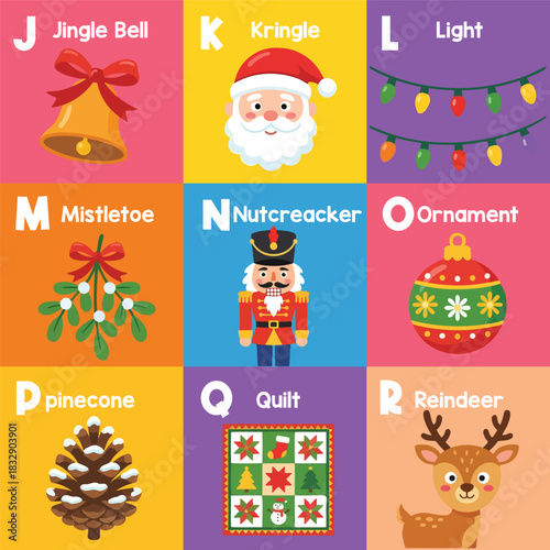 Festive Christmas Alphabet Chart With Holiday Icons