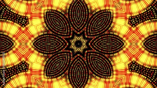 Glowing Floral Mandala Animation with Radiant Symmetry and Intricate Geometric Light Patterns