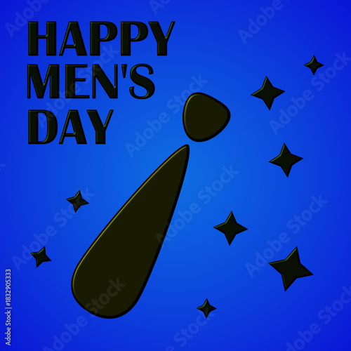International Men's Day, November 19. Celebrating masculinity, health and positive role models. Blue gradient, 3D text 'HAPPY MEN'S DAY' and symbolic tie.