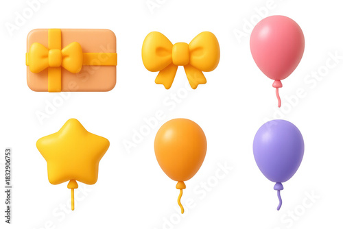 Festive cartoon balloon icons for celebration and decoration projects