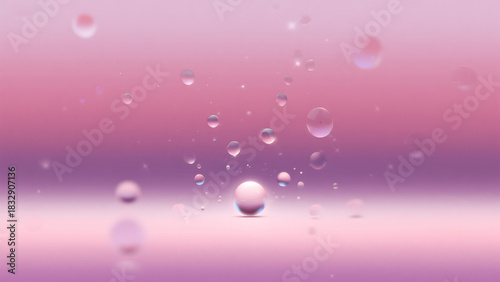 Bubble Abstract, Pink Gradient, Soft Background, Light Reflection, Ethereal Design
