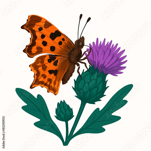 Minimalist and vibrant vector collection of different butterfly species sitting on spring and summer flowers. Flat design for digital projects, greeting cards, and nature-themed graphics.