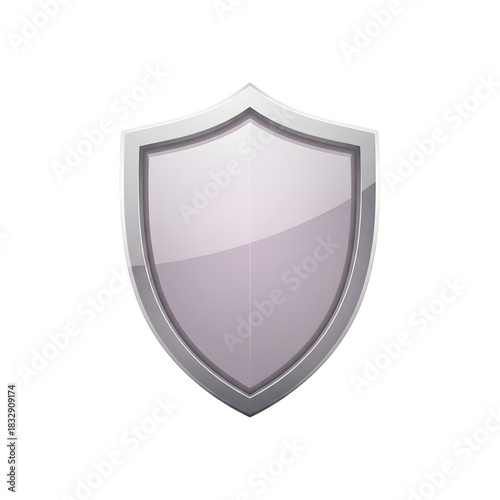 Free Download Metallic shield icon with a shiny chrome border and blank lilac pink face symbolizing digital security protection defense safety and guarantee on a professional, on transparent background - GFXLoad