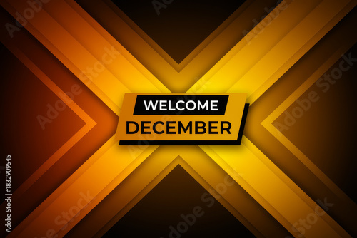 Wallpaper Mural Welcome December abstract graphic with bold orange and yellow X shape overlay. Torontodigital.ca