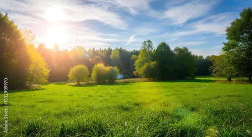 Fototapeta Naklejka Na Ścianę i Meble -  summer landscape with green grass