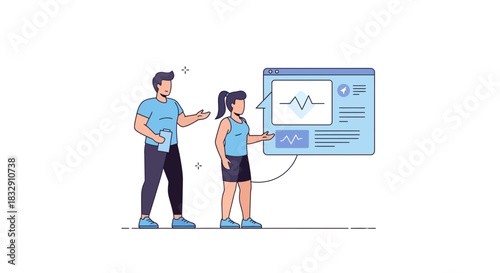 Fitness Instructor and Client Reviewing Data