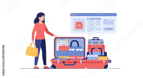 Woman Packing Luggage for Travel