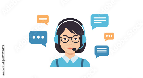 Friendly customer service representative offering support and solutions with modern headset, ready to assist and enhance customer experience virtually online