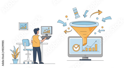 Boost your business with data analytics funnel, insightful graphs, charts, and modern business intelligence solutions for improved decision-making processes