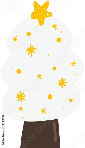 Hand Drawn Christmas Tree Decorations, Cute Line Illustration