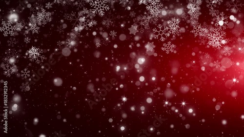 deep red christmas snow holiday background loop