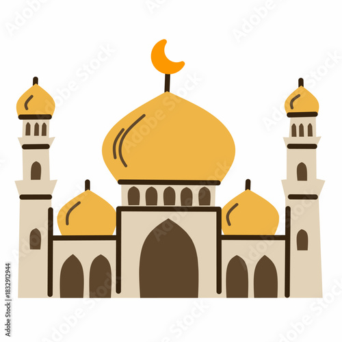 Islamic Mosque in Cozy Flat Style for Ramadan Celebrations