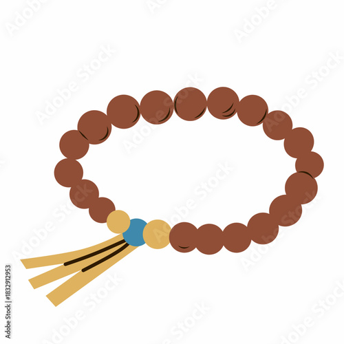 Prayer Beads in Cozy Flat Style for Islamic Worship Themes