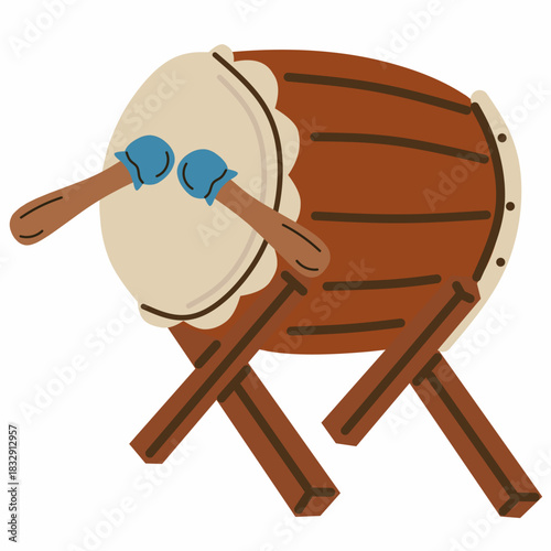 Traditional Bedug in Cozy Flat Style for Eid Celebrations