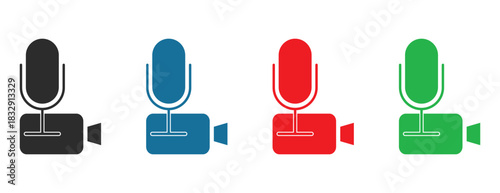 Video Production and Recording Icons, Microphone and Camera