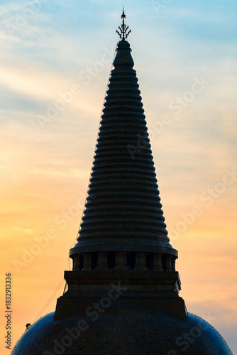 Traditional worship ceremony of Phra Pathom Chedi, Nakhon Pathom Province, Thailand