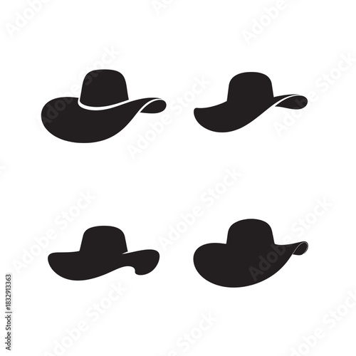 Stylish wide waisted womens hat silhouette icon