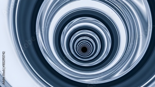 Abstract Blue and White Hypnotic Concentric Circles Tunnel isolated PNG with Transparent Background