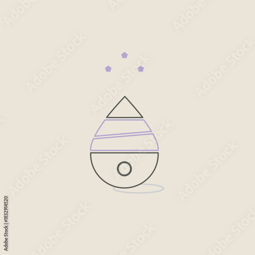 アロマ機能付きしずく型加湿器の線画イラスト