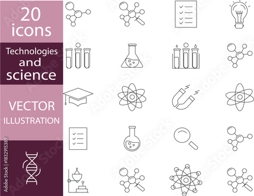 Science and research icon set vector illustration