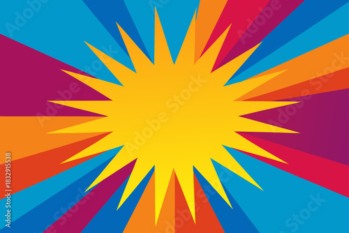 Explosion of bright colors and sharp rays