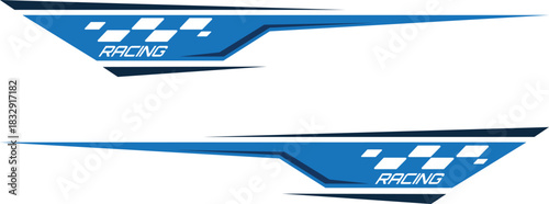 Car wrap design vector sports blue stripes and racing decals for Tuning, Modification, and vehicle styling graphics.
