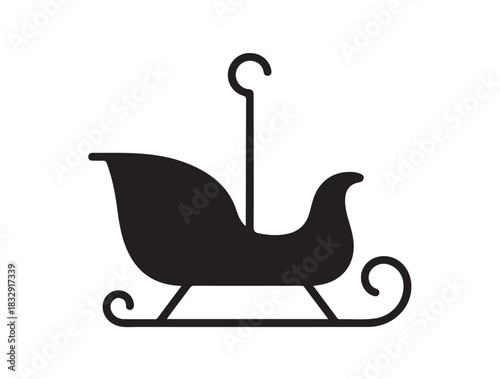 Sleigh Minimal Hanging Outline Line outline in silhouette white background.