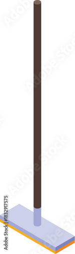 Isometric cleaning mop with long wooden handle and sponge for effective floor cleaning