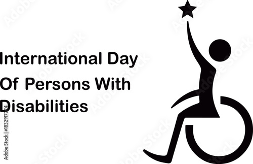 disability day symbol, bold accessibility icon featuring a wheelchair user with a star, representing disability awareness and empowerment, ideal for social campaigns, support programs, healthcare 