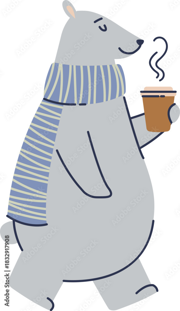 Obraz premium Bear With Coffee Cup