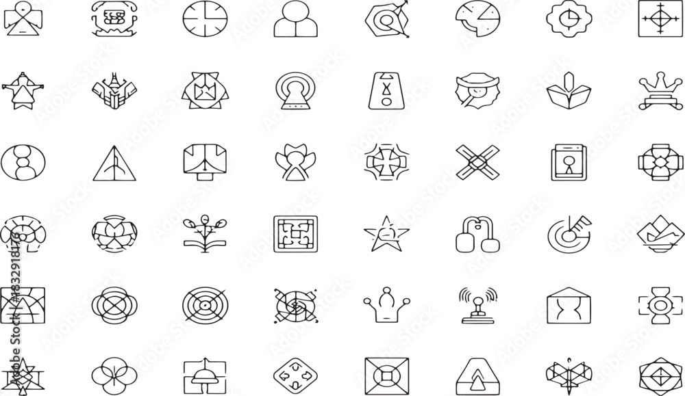© Rabiul - Diverse Collection of Minimalist Abstract Icons Depicting Various Concepts and Symbols for Web Design and Illustration Projects