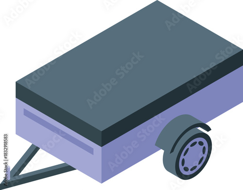 Isometric view of a covered trailer, ideal for transporting cargo safely and securely