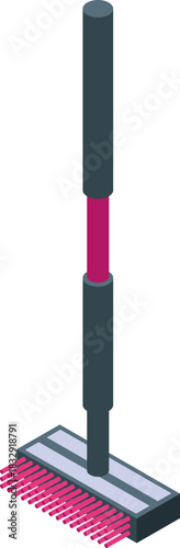 Isometric cleaning brush with long handle for scrubbing various surfaces