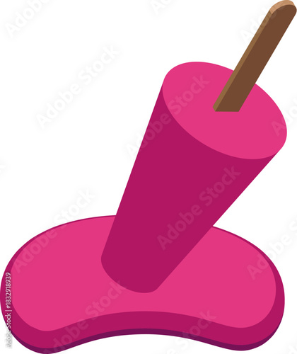 Refreshing pink popsicle melting on a hot summer day, creating a sweet puddle
