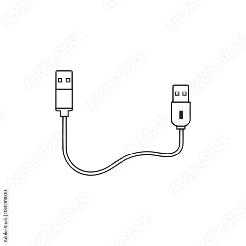 USB Data Cable Line Icon