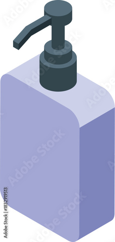 Isometric dispenser bottle containing sanitizer gel or liquid soap for washing hands