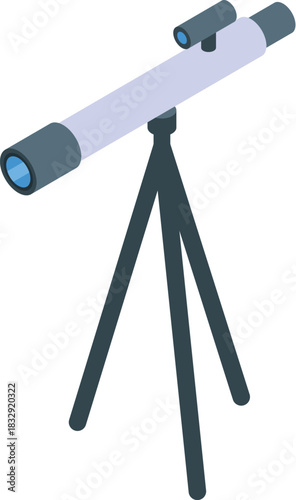 Telescope standing on a tripod, ready for astronomical observation and stargazing