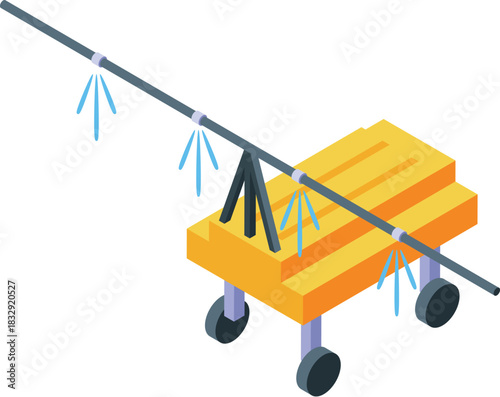 Mobile irrigation system watering crops in a smart farm, increasing efficiency and productivity