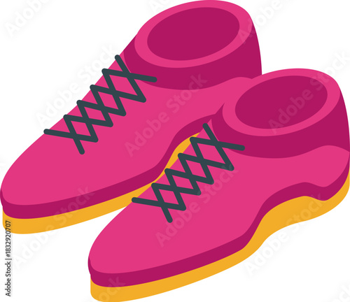 Pink sneakers with laces on white background promoting active life and fitness