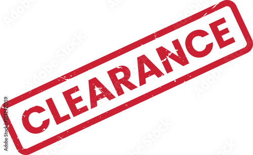 Red Clearance Rubber Stamp on White Background. Vector Illustration for Sales, Discounts, Retail, and Urgent Notices. Commercial Use Ready Image.