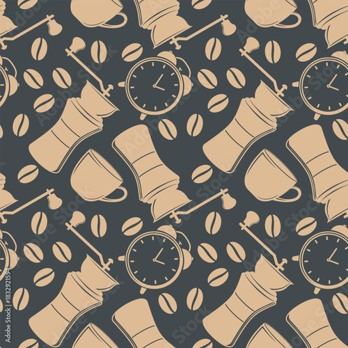 Coffee time concept seamless pattern design. Vector illustration