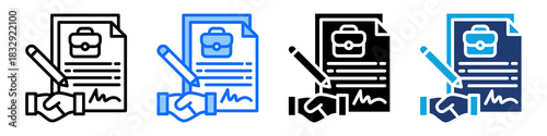 Work Contract Icon Set Multi Style Vector Illustration