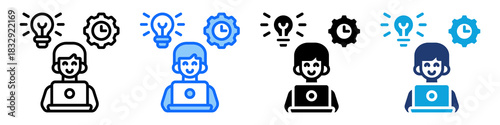 Work Experience Icon Set Multi Style Vector Illustration
