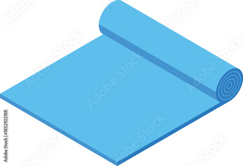 Light blue yoga mat partially rolled up, creating a simple yet effective image for health and wellness concepts