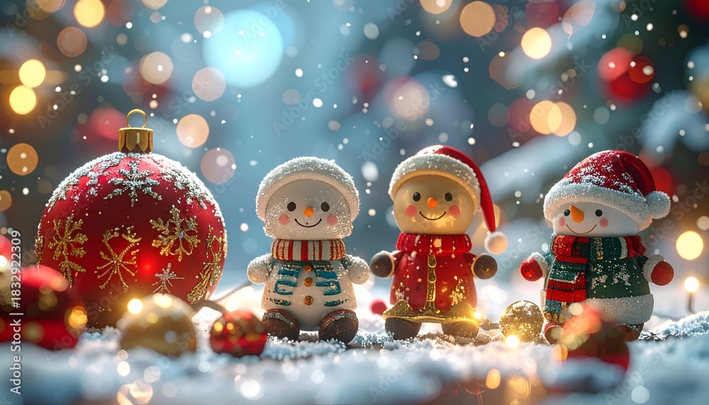 Fototapeta premium christmas snowman decorations on the table