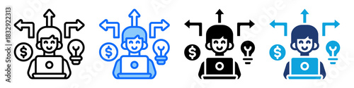 Work Opportunity Icon Set Multi Style Vector Illustration