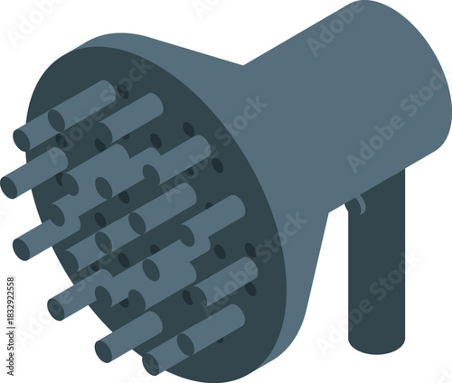 Gray megaphone made of multiple small pipes, amplifying sound and spreading information