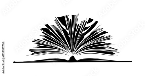 Engrossing open book symbolizes knowledge and learning